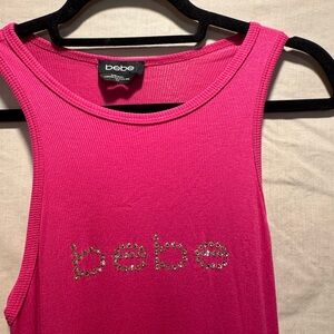 Bebe Fuchsia Dress Long with Sparkling Logo